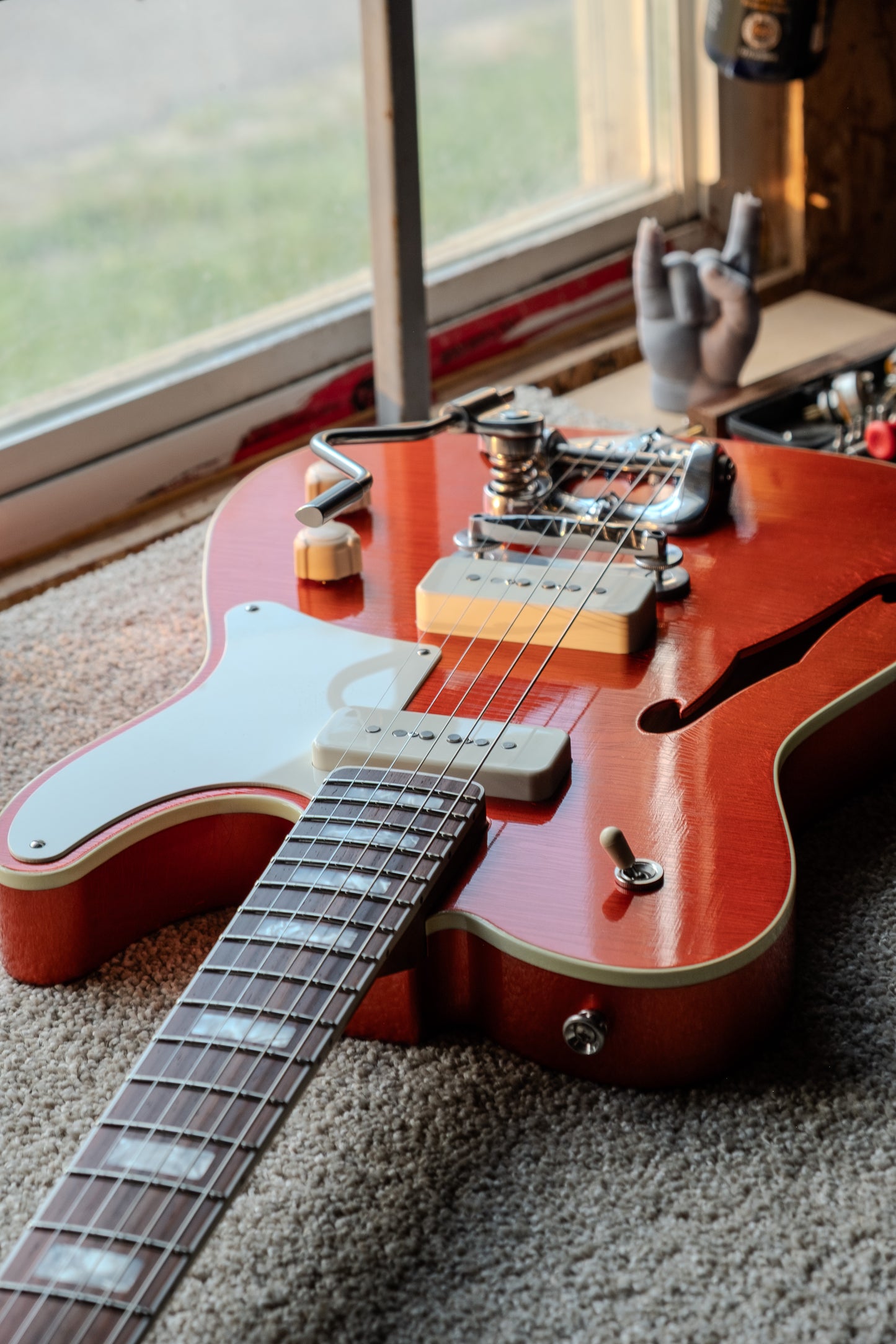 Lewis Parker Guitar Co. - Thinline "T" in Faded Candy Apple Red